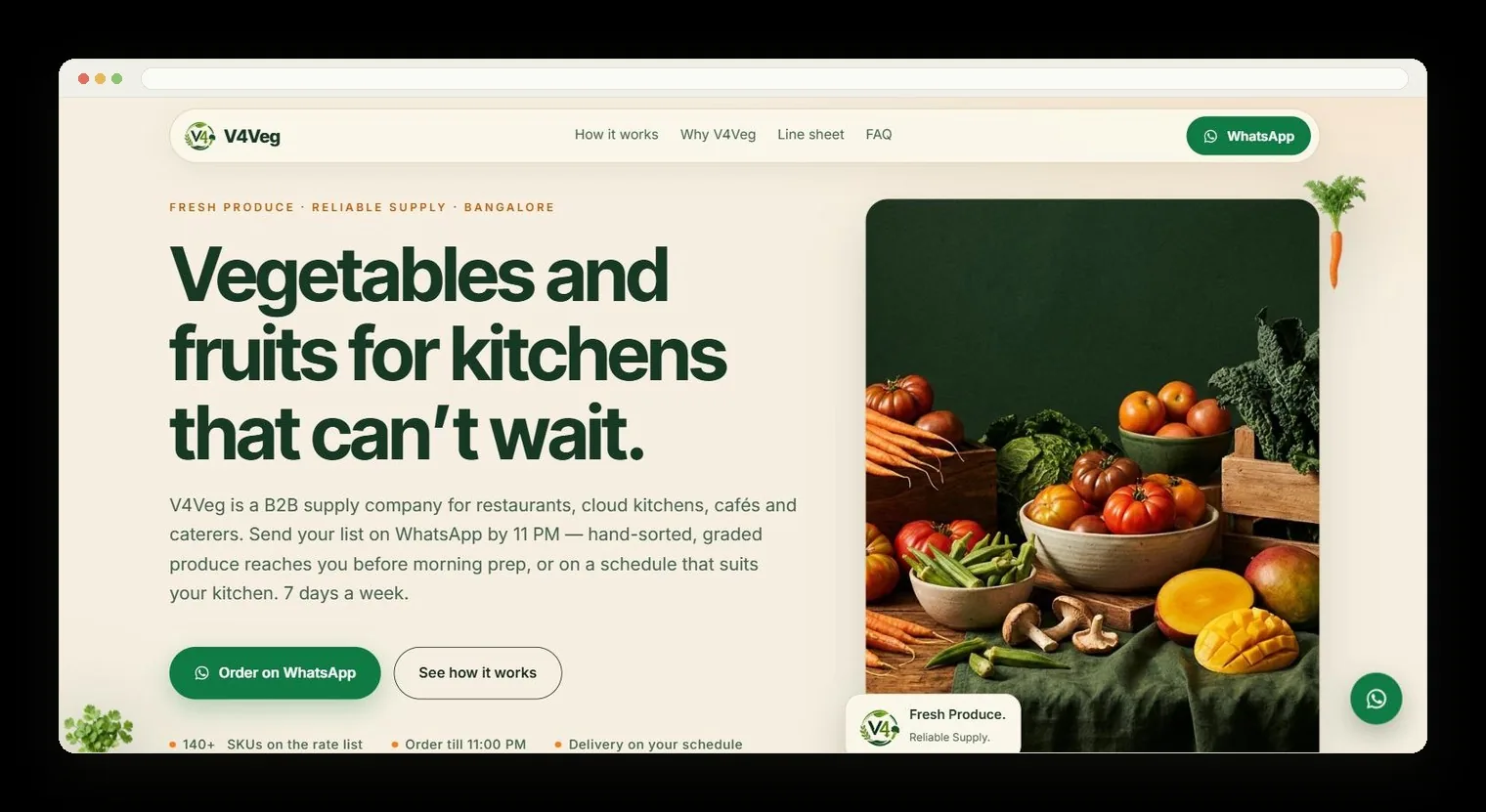 V4Veg B2B produce supply website designed by Hype It On